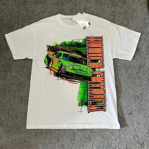 NASCAR racing shirt mens large white green Danica Patrick Godaddy.com streetwear